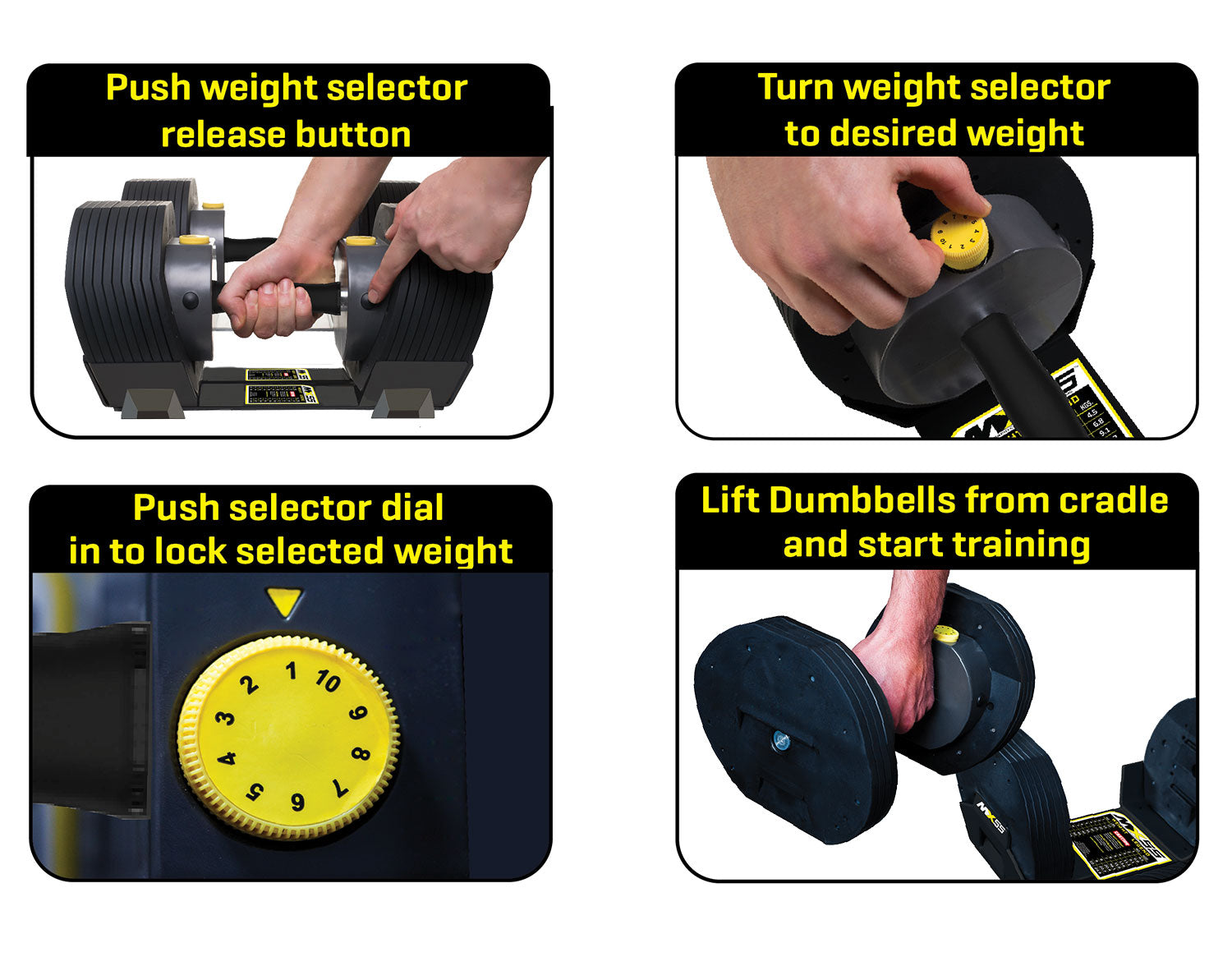 MX55 Rapid Change Adjustable Dumbbell System with Stand Included for Home Gym